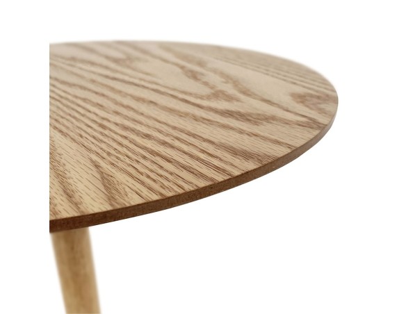 Table dappoint ronde DILA H45 en bois finition naturelle et métal blanc