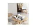 Table dappoint ronde DILA H45 en bois finition naturelle et métal blanc
