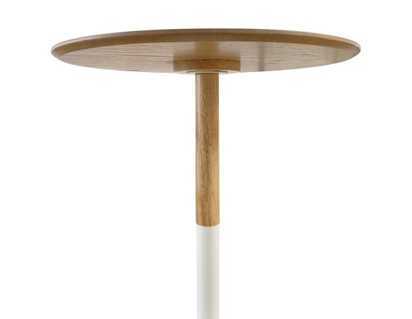 Table dappoint ronde DILA H45 en bois finition naturelle et métal blanc