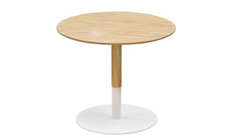 OT02150NABL 5404028350362 Table basse design ronde DILA H40 en bois finition naturelle et métal blanc