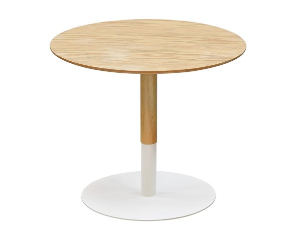 OT02150NABL 5404028350362 Table basse design ronde DILA H40 en bois finition naturelle et métal blanc