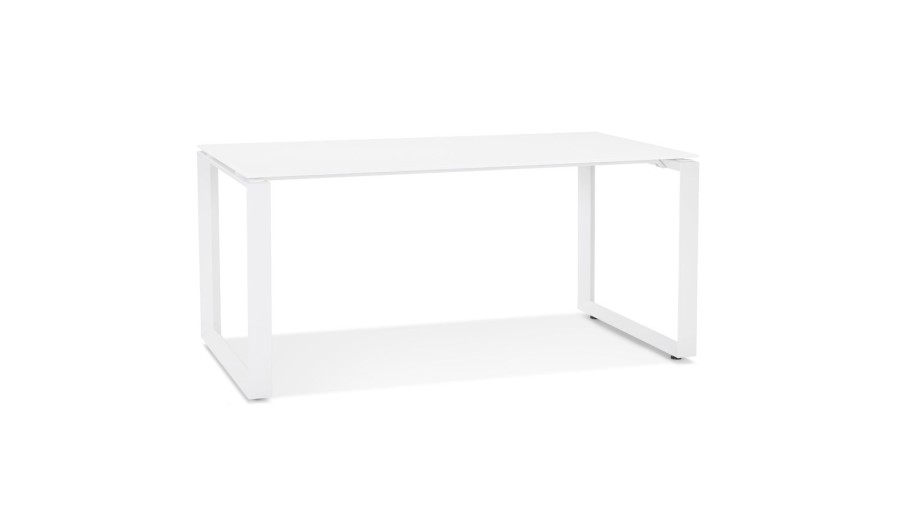 OT01500WHWH 5404028323472 Bureau droit design BAKUS en verre et métal blanc - 160x80 cm