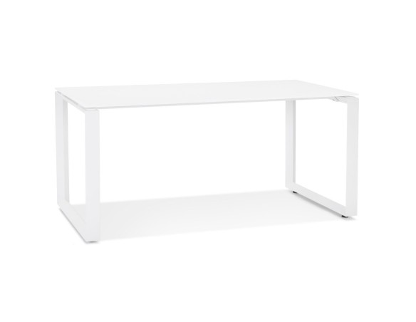 OT01500WHWH 5404028323472 Bureau droit design BAKUS en verre et métal blanc - 160x80 cm