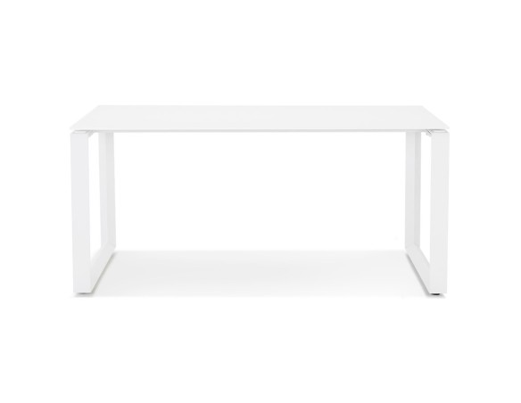 Bureau droit design BAKUS en verre et métal blanc - 160x80 cm
