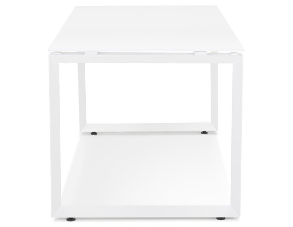Bureau droit design BAKUS en verre et métal blanc - 160x80 cm