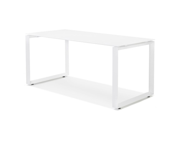 Bureau droit design BAKUS en verre et métal blanc - 160x80 cm