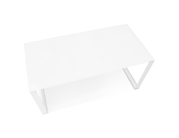 Bureau droit design BAKUS en verre et métal blanc - 160x80 cm
