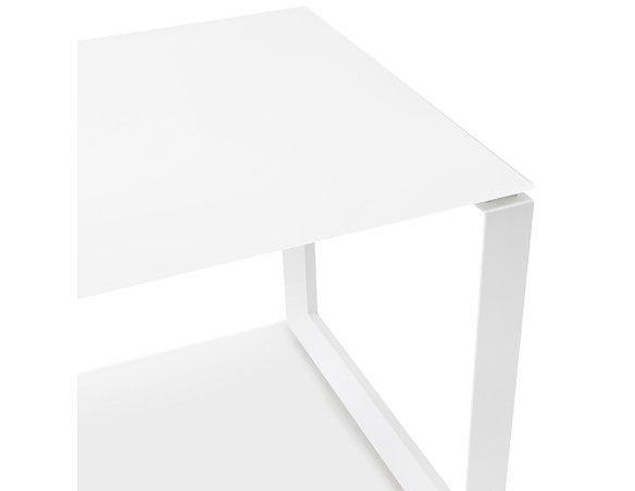 Bureau droit design BAKUS en verre et métal blanc - 160x80 cm
