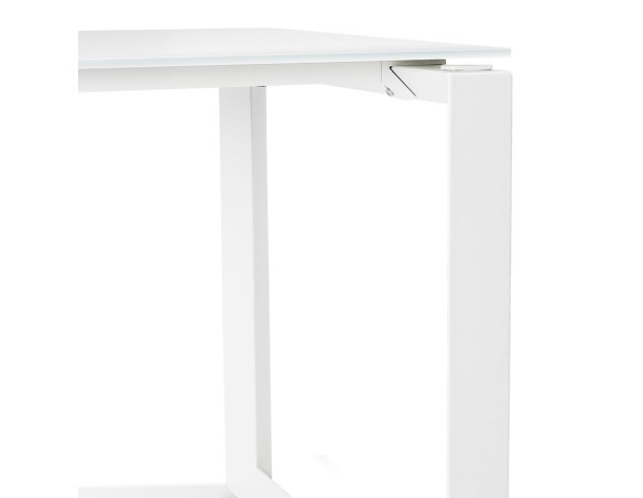 Bureau droit design BAKUS en verre et métal blanc - 160x80 cm