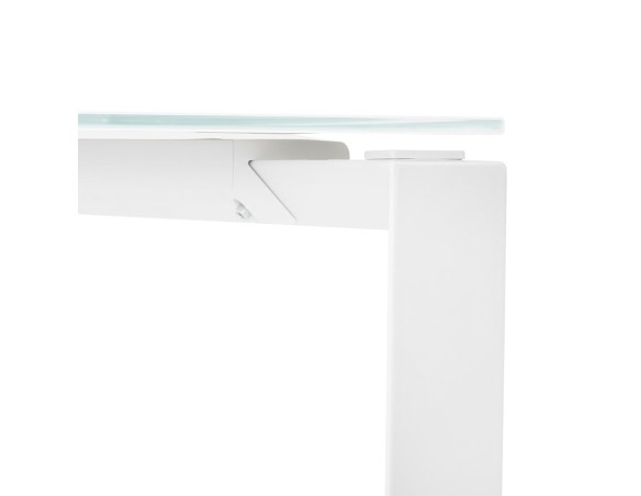 Bureau droit design BAKUS en verre et métal blanc - 160x80 cm