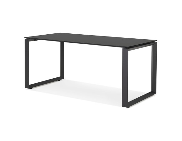 Bureau droit design BAKUS en verre et métal noir - 160x80 cm