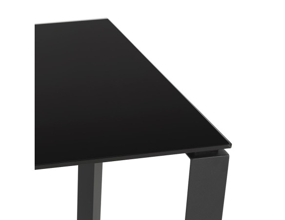 Bureau droit design BAKUS en verre et métal noir - 160x80 cm