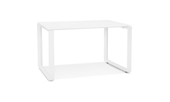 OT01620WHWH 5404028323717 Petit bureau droit design BAKUS en verre et métal blanc - 120x60 cm