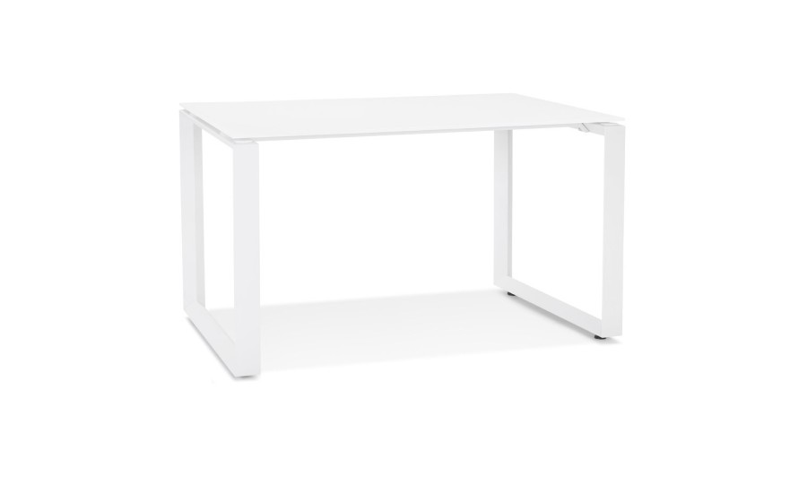 OT01620WHWH 5404028323717 Petit bureau droit design BAKUS en verre et métal blanc - 120x60 cm