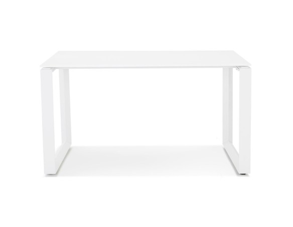 Petit bureau droit design BAKUS en verre et métal blanc - 120x60 cm