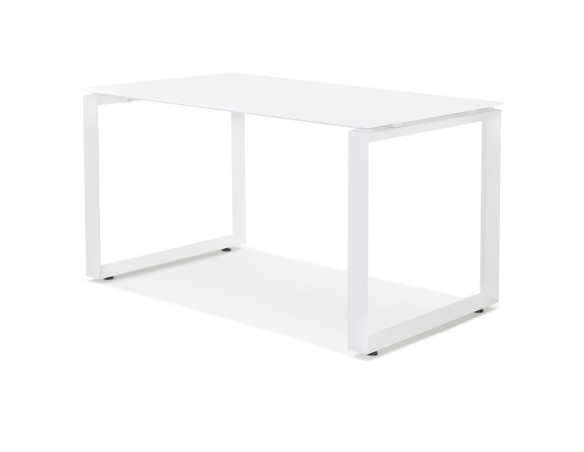Petit bureau droit design BAKUS en verre et métal blanc - 120x60 cm