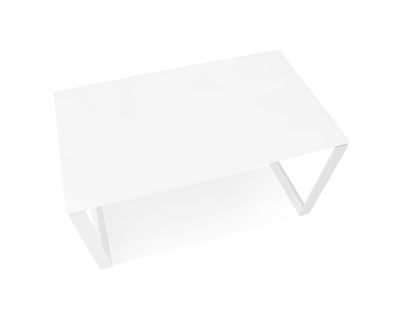 Petit bureau droit design BAKUS en verre et métal blanc - 120x60 cm