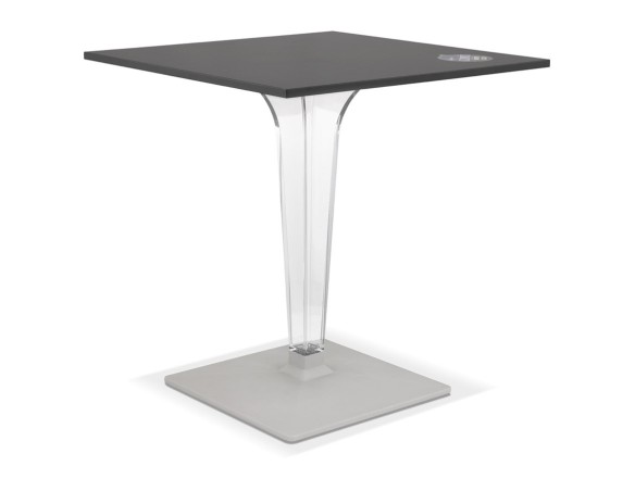 Table de terrasse carrée LIMPID noire intérieur/extérieur - 68x68 cm