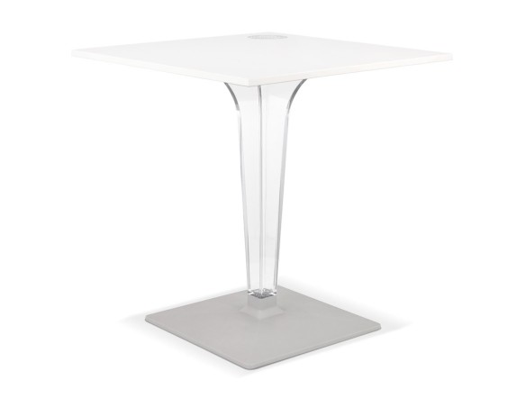 Table de terrasse carrée LIMPID blanche intérieur/extérieur - 68x68 cm