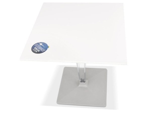 Table de terrasse carrée LIMPID blanche intérieur/extérieur - 68x68 cm
