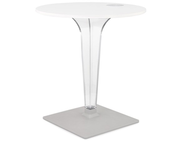 Table de terrasse ronde LIMPID blanche intérieur/extérieur - à 68 cm