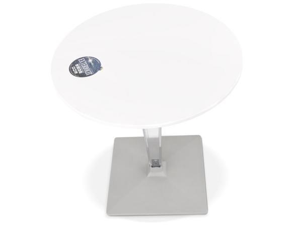 Table de terrasse ronde LIMPID blanche intérieur/extérieur - à 68 cm