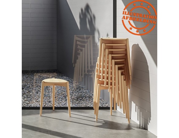 Tabouret bas empilable PINTADO en bois naturel