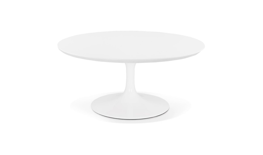 CT01230WHWH 5404028321515 Table basse de salon ronde BUSTER MINI en bois et métal blanc - à̃ 90 cm