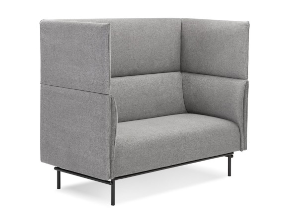 Canapé acoustique 2 places VISAVI avec haut dossier en tissu gris clair