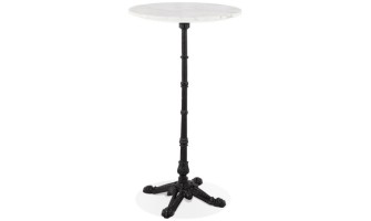 BT01030WHBL 5404028306642 Table haute ronde DOMY ROUND style rustique en pierre blanche effet marbre - 60x60 cm