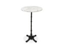 Table haute ronde DOMY ROUND style rustique en pierre blanche effet marbre - 60x60 cm