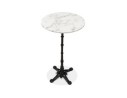 Table haute ronde DOMY ROUND style rustique en pierre blanche effet marbre - 60x60 cm