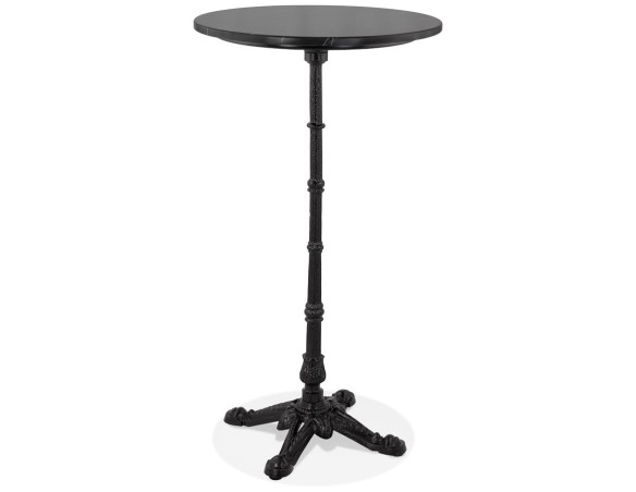 BT01040BLBL 5404028306666 Table haute ronde DOMY ROUND style rustique en pierre noire effet marbre - 60x60 cm