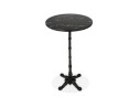 Table haute ronde DOMY ROUND style rustique en pierre noire effet marbre - 60x60 cm