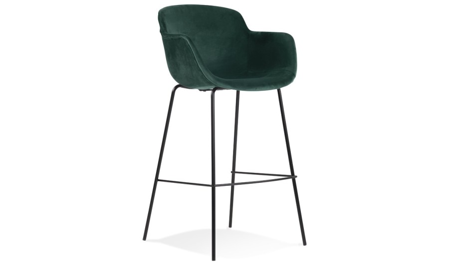 BS04310GEBL 5404028301227 Tabouret de bar avec accoudoirs LARISSA en velours vert