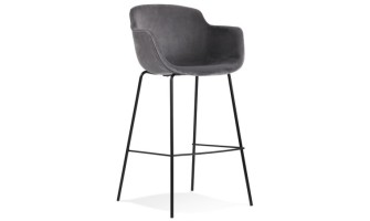 BS04320GRBL 5404028301241 Tabouret de bar avec accoudoirs LARISSA en velours gris