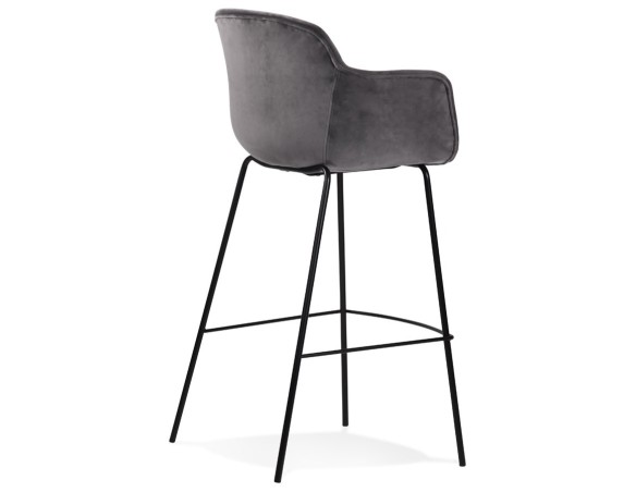 Tabouret de bar avec accoudoirs LARISSA en velours gris