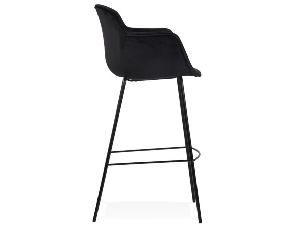 Tabouret de bar avec accoudoirs LARISSA en velours noir