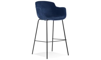BS04340BUBL 5404028301289 Tabouret de bar avec accoudoirs LARISSA en velours bleu