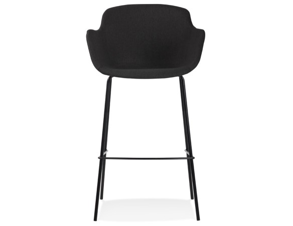 Tabouret de bar avec accoudoirs FORTI en tissu noir