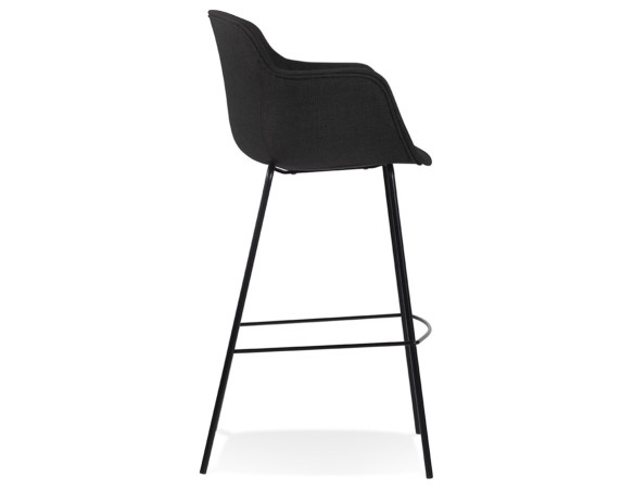 Tabouret de bar avec accoudoirs FORTI en tissu noir