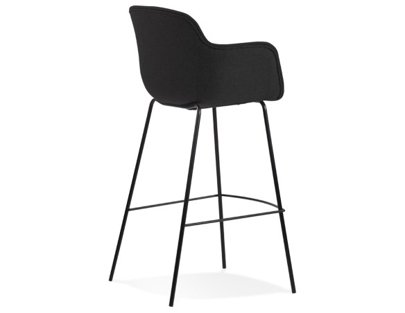 Tabouret de bar avec accoudoirs FORTI en tissu noir