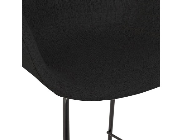 Tabouret de bar avec accoudoirs FORTI en tissu noir