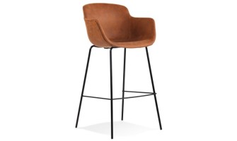 BS04370BRBL 5404028301340 Tabouret de bar avec accoudoirs CALVIN en microfibre brune