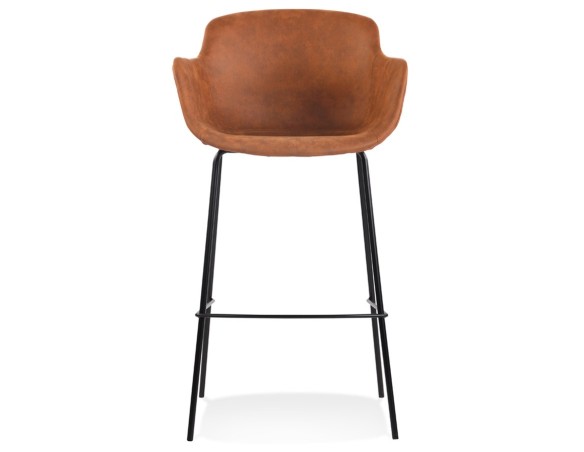 Tabouret de bar avec accoudoirs CALVIN en microfibre brune