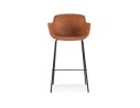 Tabouret de bar avec accoudoirs CALVIN en microfibre brune