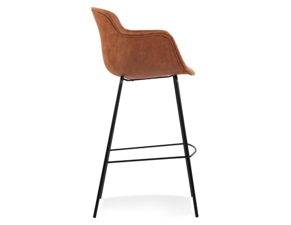 Tabouret de bar avec accoudoirs CALVIN en microfibre brune