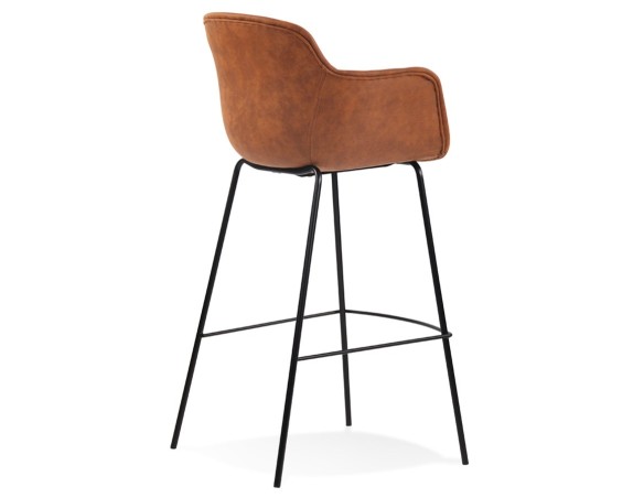 Tabouret de bar avec accoudoirs CALVIN en microfibre brune