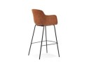 Tabouret de bar avec accoudoirs CALVIN en microfibre brune