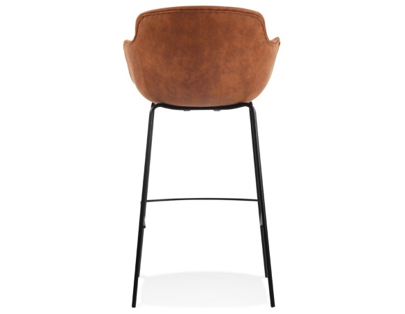 Tabouret de bar avec accoudoirs CALVIN en microfibre brune